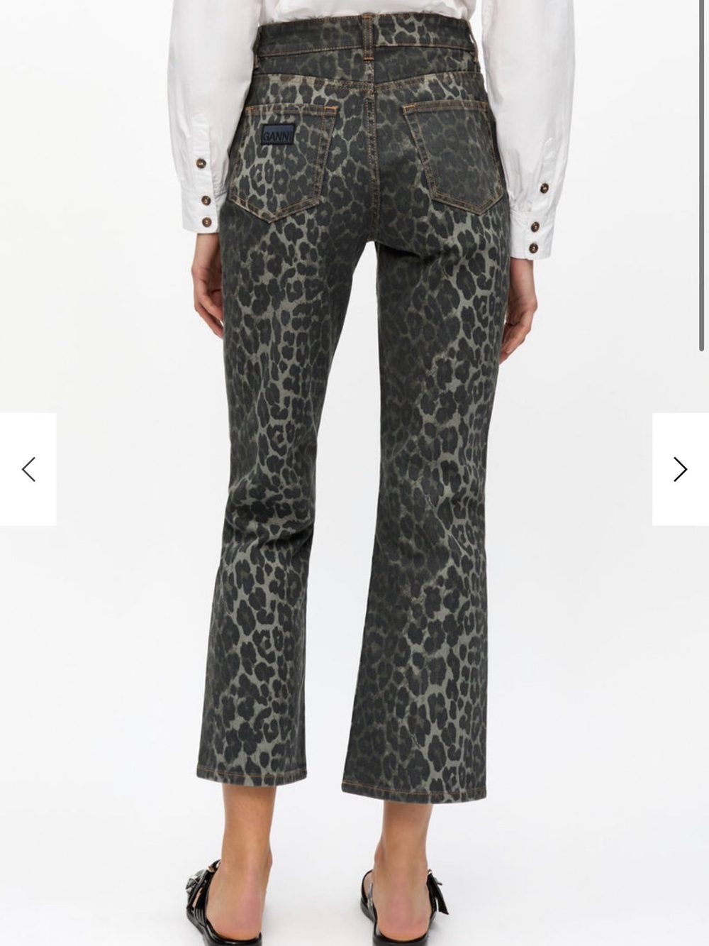 Ganni Betzy Jeans in Grey Leopard Print - Picture 2 of 2
